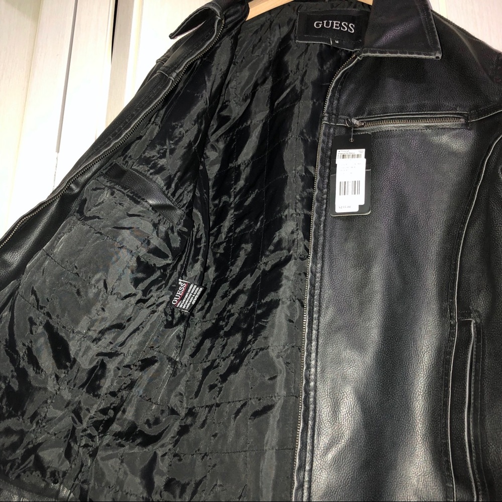 ✅Offer Now✅ Men’s Guess Black Leather Jacket